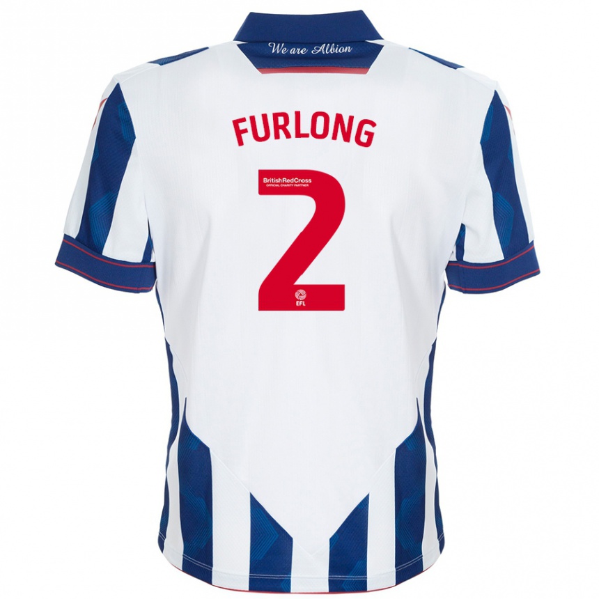 Kids Football Darnell Furlong #2 White Dark Blue Home Jersey 2024/25 T-Shirt