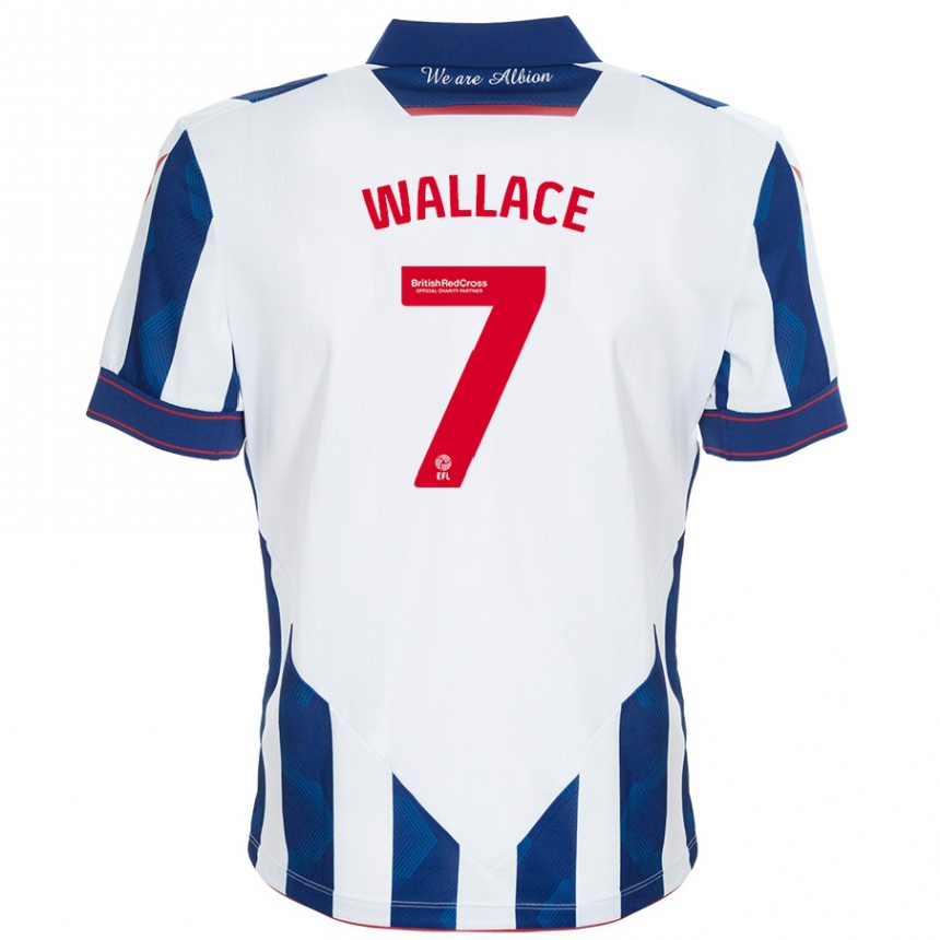 Kids Football Jed Wallace #7 White Dark Blue Home Jersey 2024/25 T-Shirt