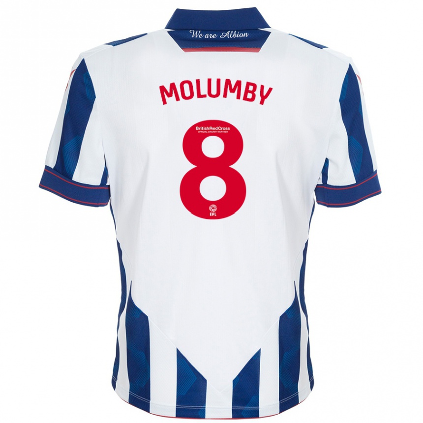 Kids Football Jayson Molumby #8 White Dark Blue Home Jersey 2024/25 T-Shirt