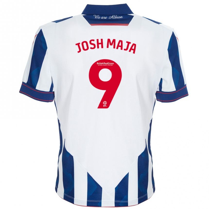 Kids Football Josh Maja #9 White Dark Blue Home Jersey 2024/25 T-Shirt