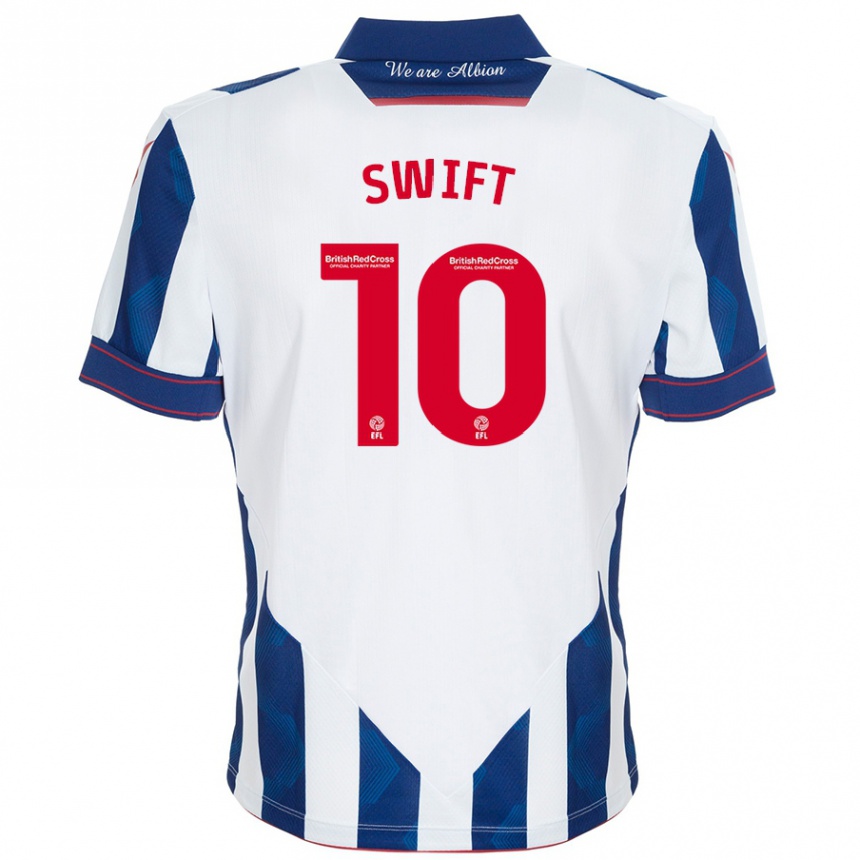 Kids Football John Swift #10 White Dark Blue Home Jersey 2024/25 T-Shirt