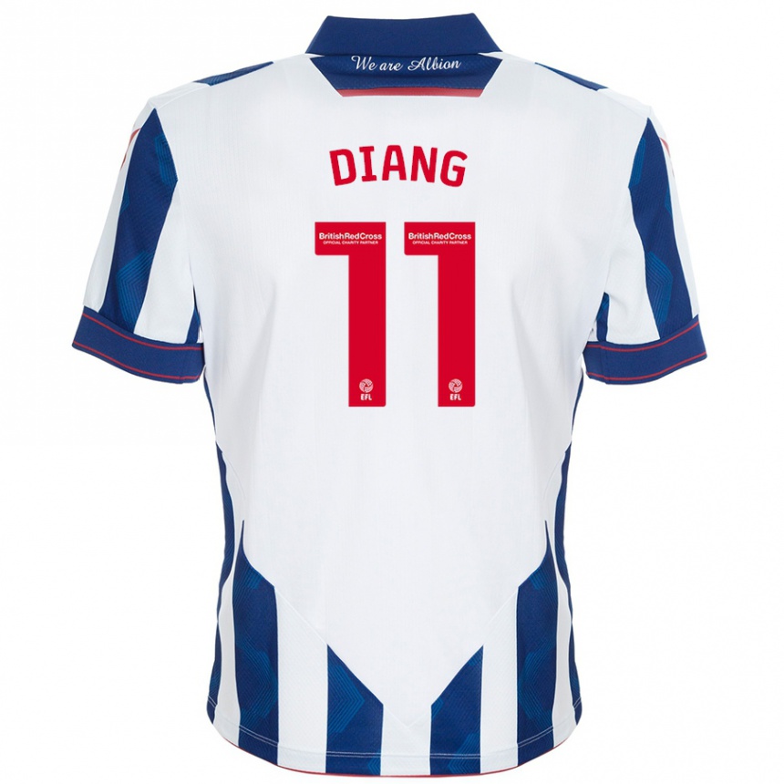 Kids Football Grady Diangana #11 White Dark Blue Home Jersey 2024/25 T-Shirt