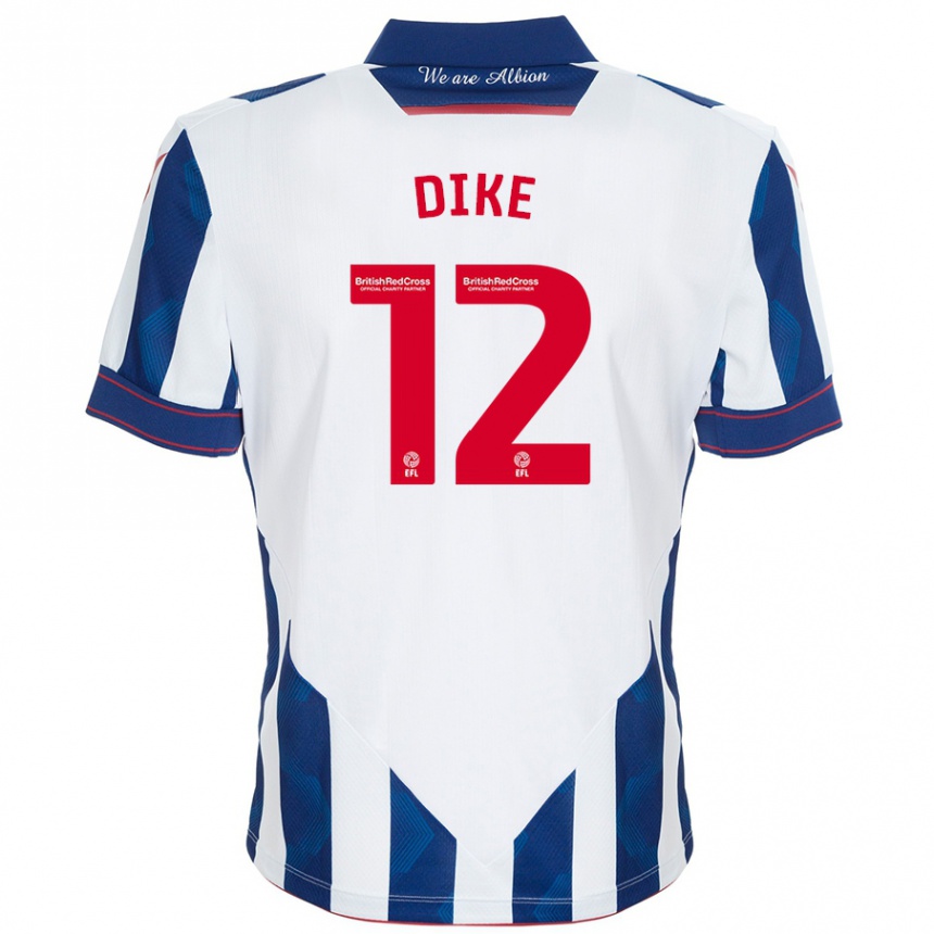 Kids Football Daryl Dike #12 White Dark Blue Home Jersey 2024/25 T-Shirt