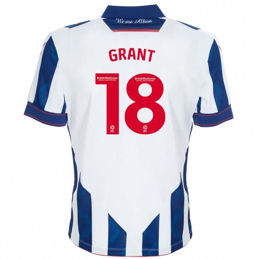 Kids Football Karlan Grant #18 White Dark Blue Home Jersey 2024/25 T-Shirt