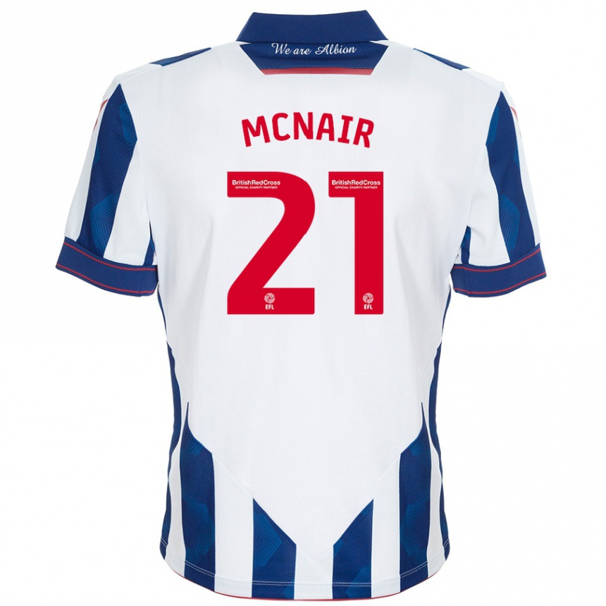 Kids Football Paddy Mcnair #21 White Dark Blue Home Jersey 2024/25 T-Shirt