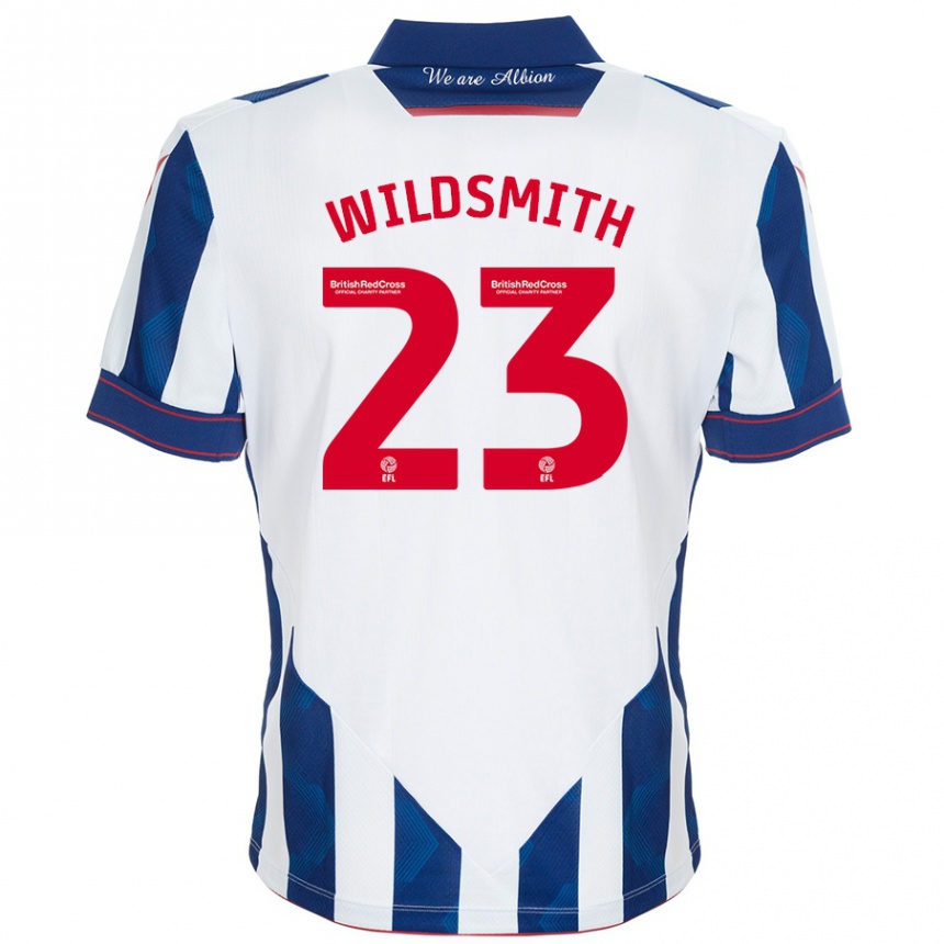 Kids Football Joe Wildsmith #23 White Dark Blue Home Jersey 2024/25 T-Shirt