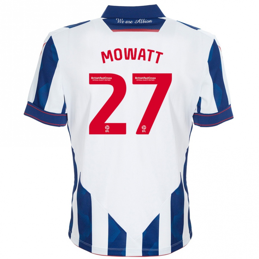 Kids Football Alex Mowatt #27 White Dark Blue Home Jersey 2024/25 T-Shirt