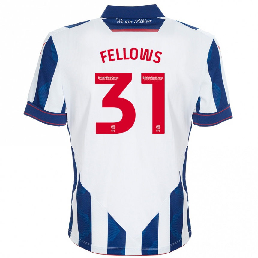 Kids Football Tom Fellows #31 White Dark Blue Home Jersey 2024/25 T-Shirt