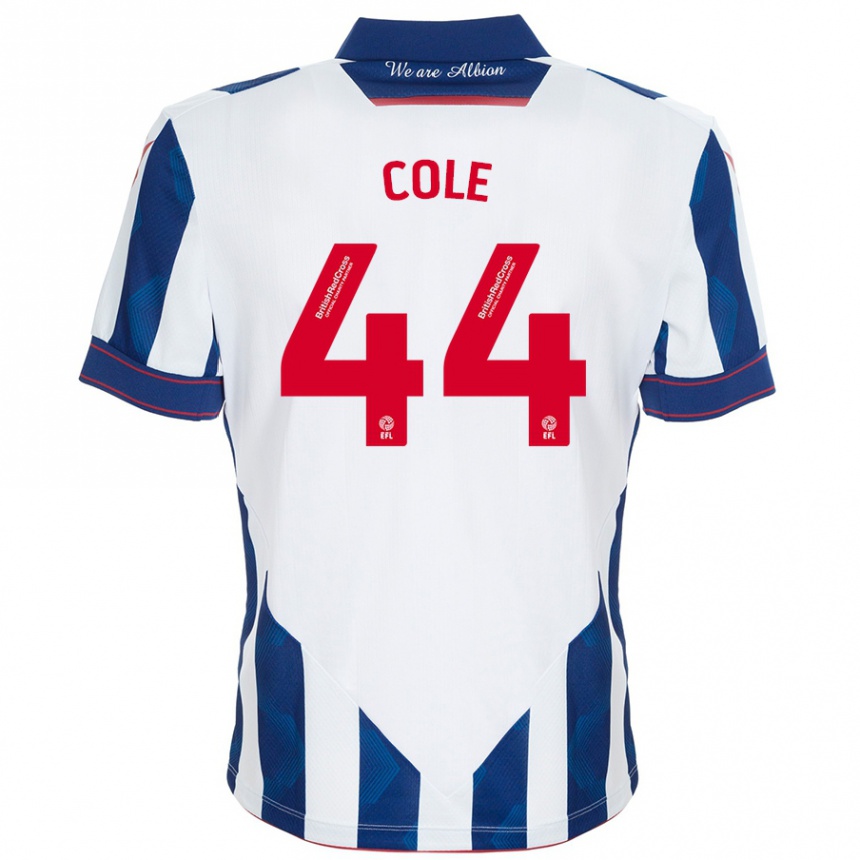 Kids Football Devante Cole #44 White Dark Blue Home Jersey 2024/25 T-Shirt