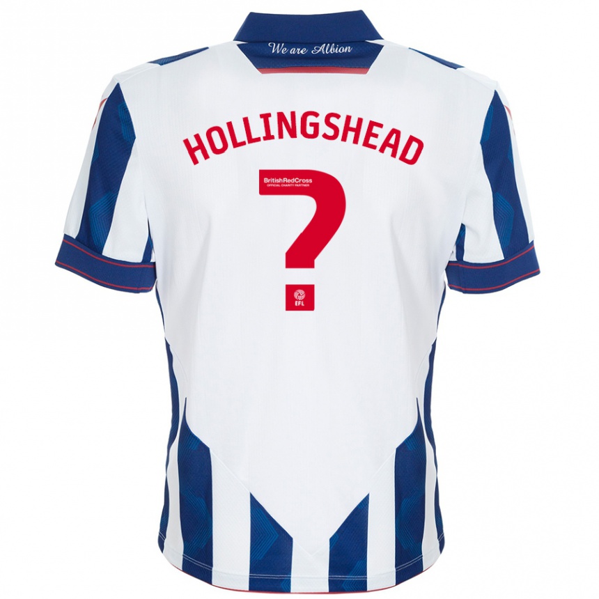 Kids Football Ronnie Hollingshead #0 White Dark Blue Home Jersey 2024/25 T-Shirt