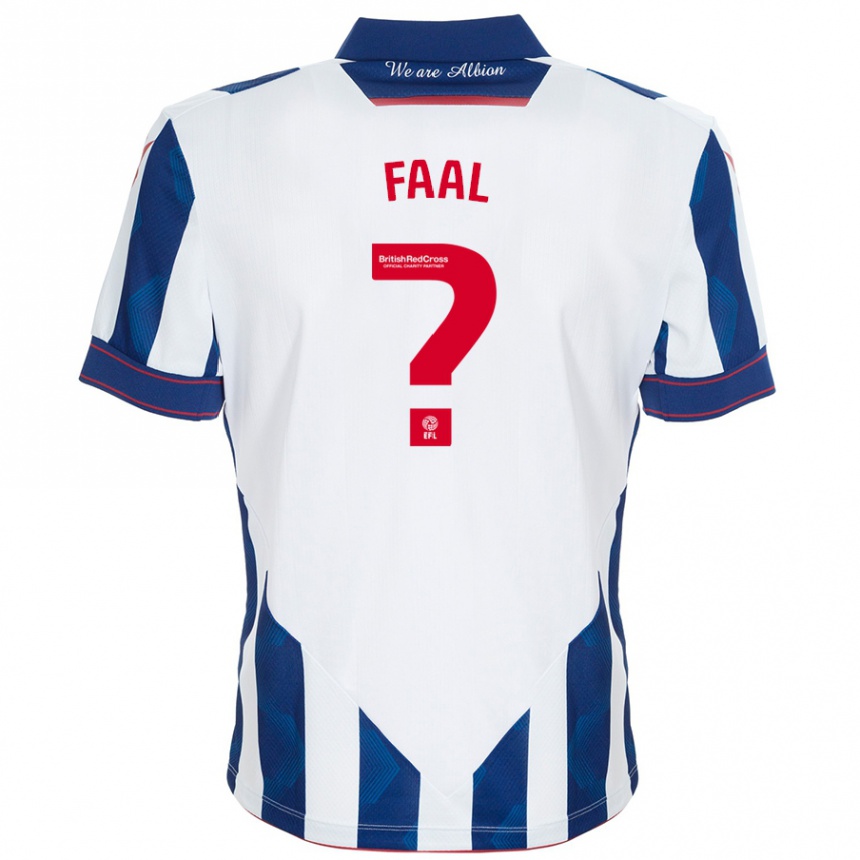 Kids Football Mo Faal #0 White Dark Blue Home Jersey 2024/25 T-Shirt