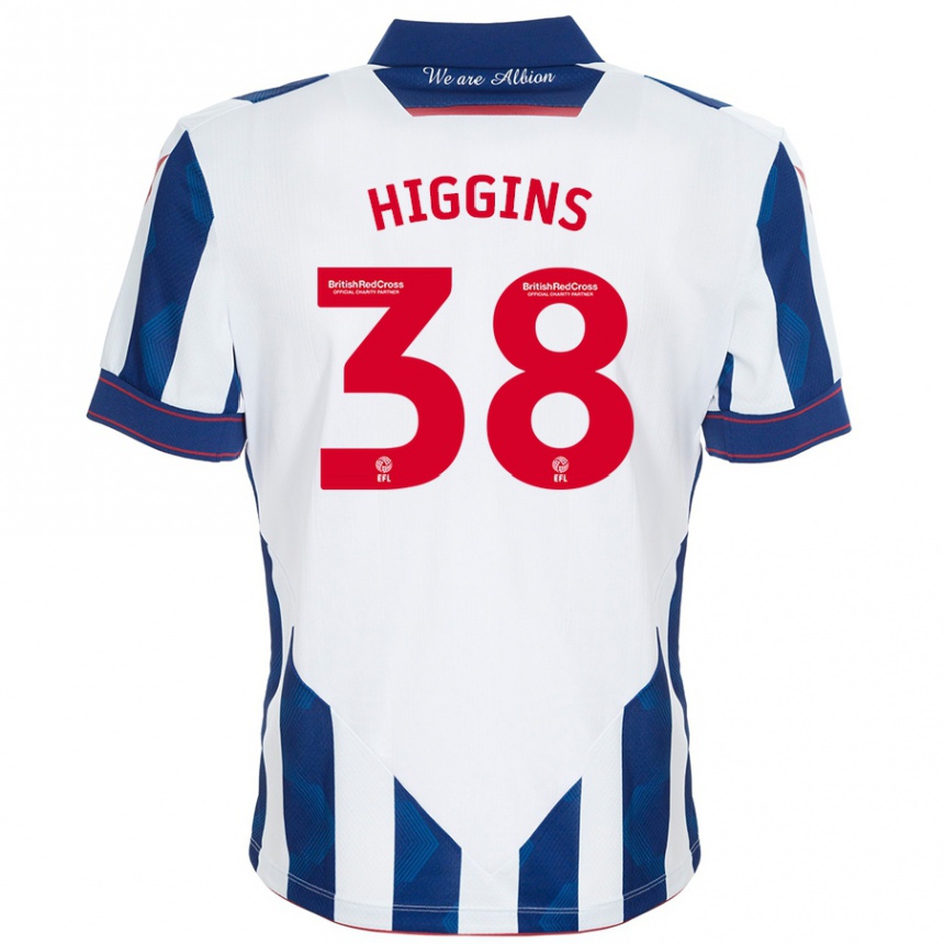 Kids Football Akeel Higgins #38 White Dark Blue Home Jersey 2024/25 T-Shirt