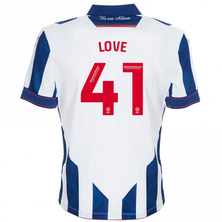 Kids Football Layton Love #41 White Dark Blue Home Jersey 2024/25 T-Shirt