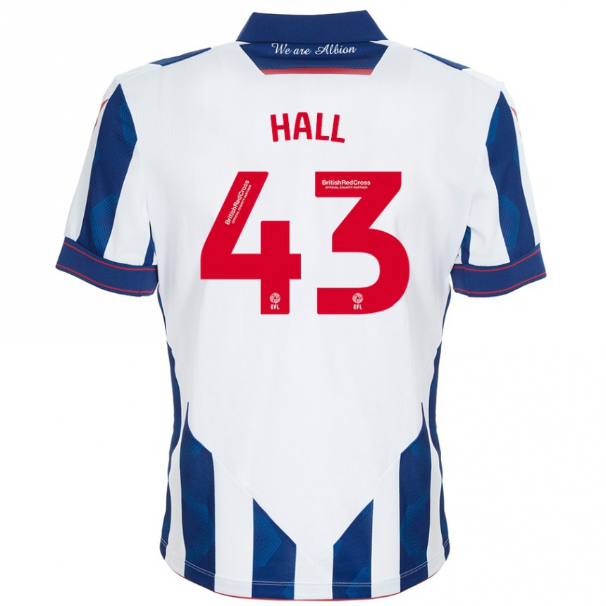 Kids Football Reece Hall #43 White Dark Blue Home Jersey 2024/25 T-Shirt