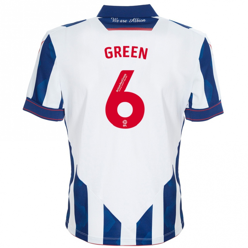 Kids Football Isabel Green #6 White Dark Blue Home Jersey 2024/25 T-Shirt