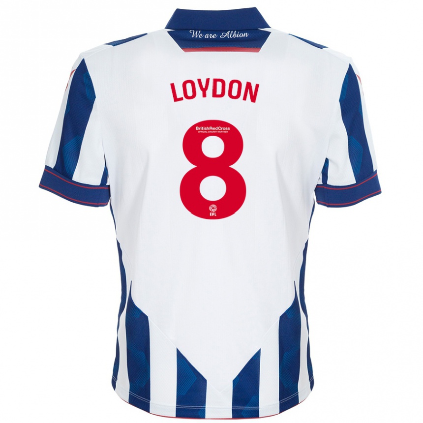 Kids Football Abi Loydon #8 White Dark Blue Home Jersey 2024/25 T-Shirt