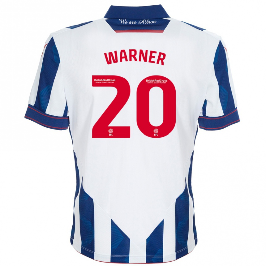 Kids Football Phoebe Warner #20 White Dark Blue Home Jersey 2024/25 T-Shirt