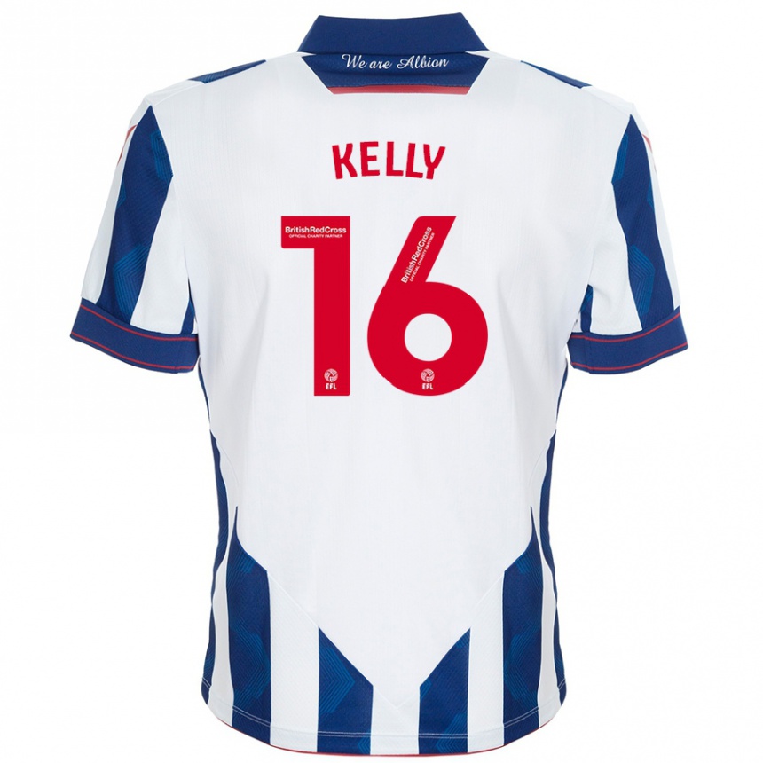 Kids Football Martin Kelly #16 White Dark Blue Home Jersey 2024/25 T-Shirt