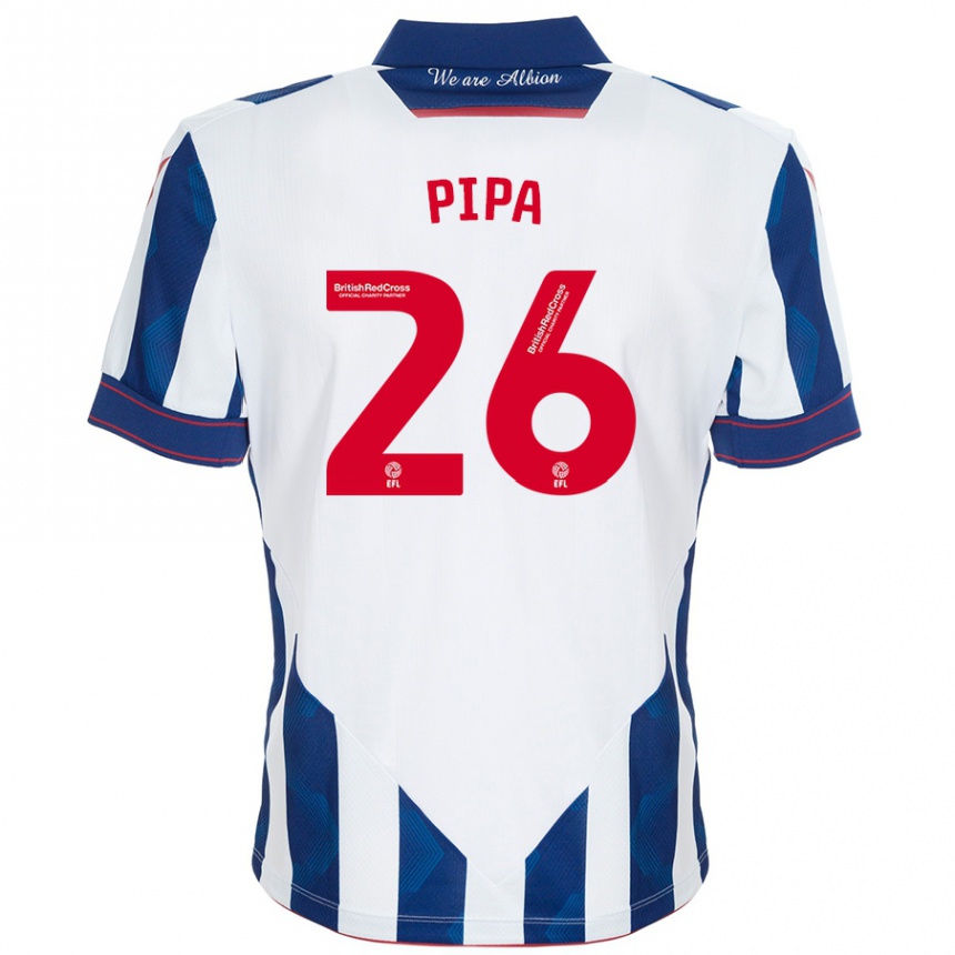 Kids Football Pipa #26 White Dark Blue Home Jersey 2024/25 T-Shirt