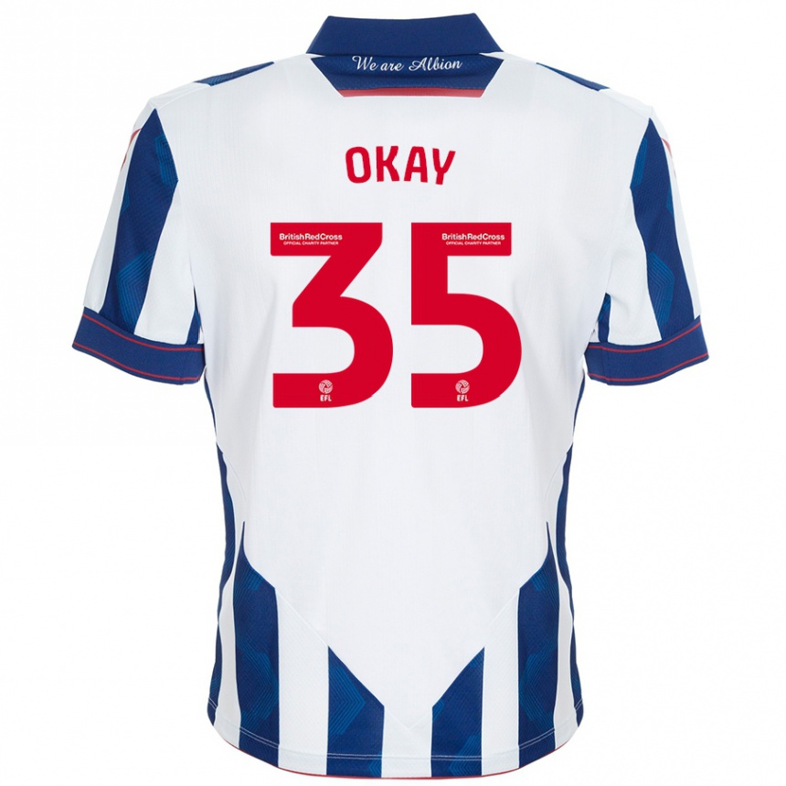 Kids Football Okay Yokuşlu #35 White Dark Blue Home Jersey 2024/25 T-Shirt