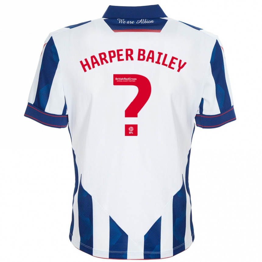 Kids Football Aaron Harper-Bailey #0 White Dark Blue Home Jersey 2024/25 T-Shirt