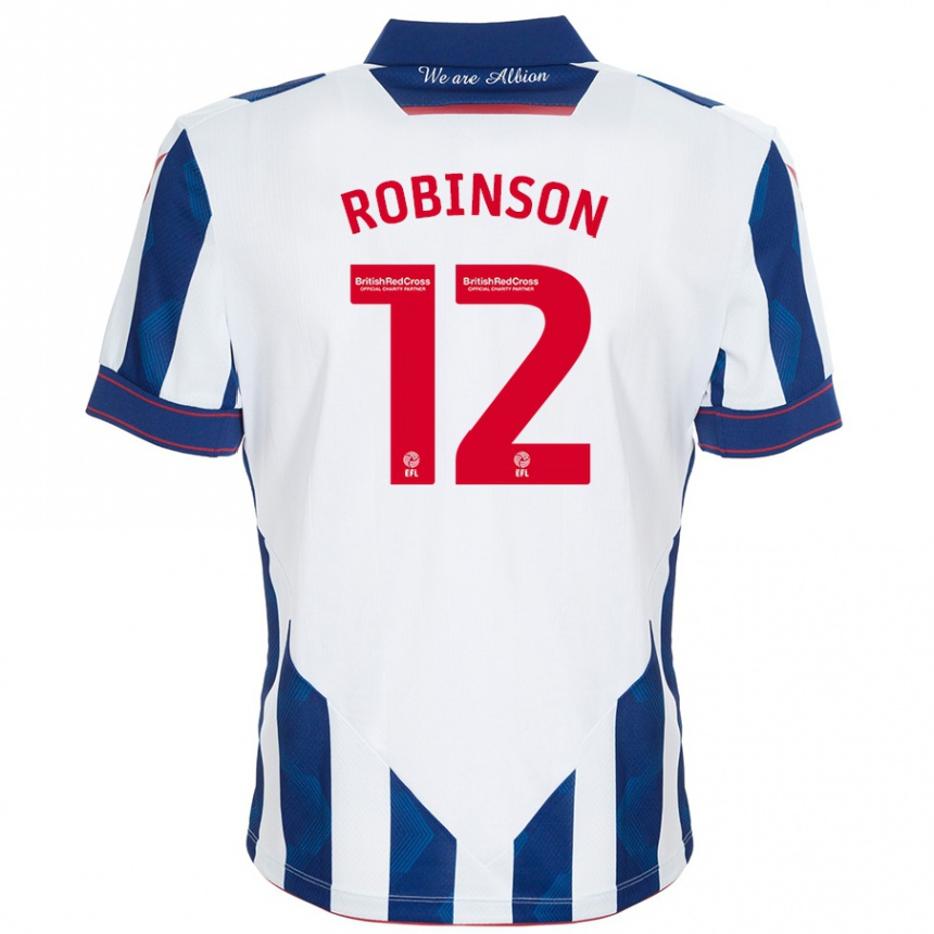 Kids Football Leanne Robinson #12 White Dark Blue Home Jersey 2024/25 T-Shirt