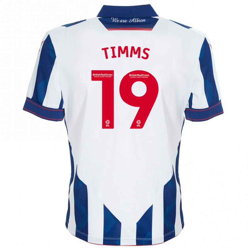 Kids Football Maria Timms #19 White Dark Blue Home Jersey 2024/25 T-Shirt