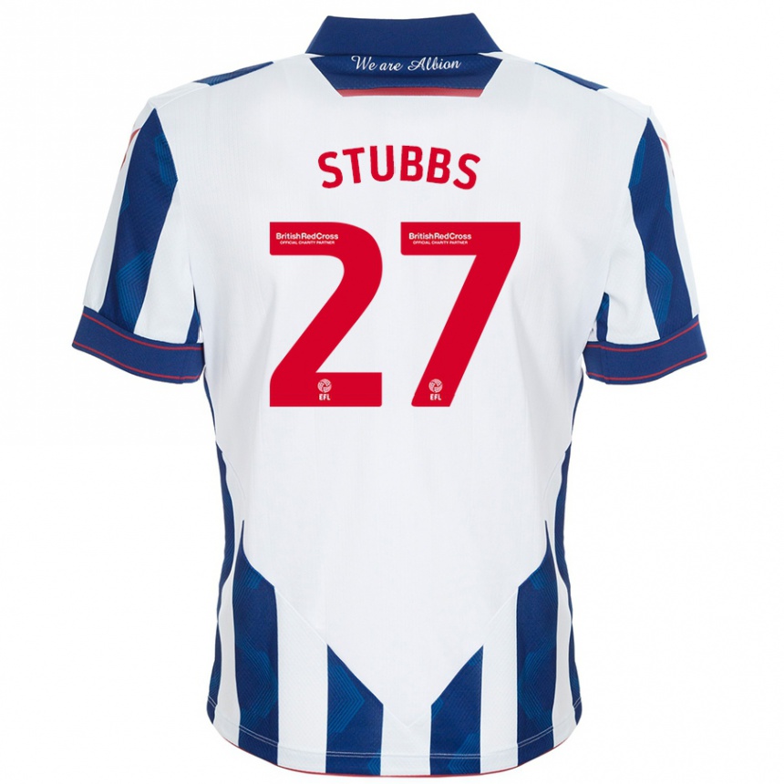 Kids Football Olivia Stubbs #27 White Dark Blue Home Jersey 2024/25 T-Shirt