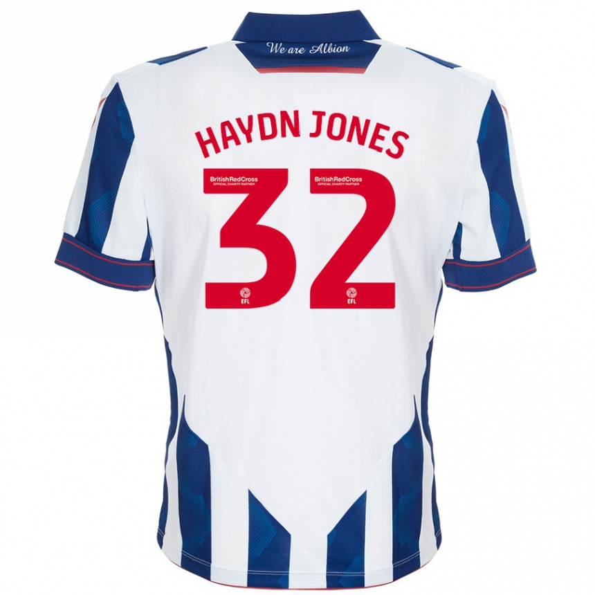 Kids Football Mackenzie Haydn-Jones #32 White Dark Blue Home Jersey 2024/25 T-Shirt