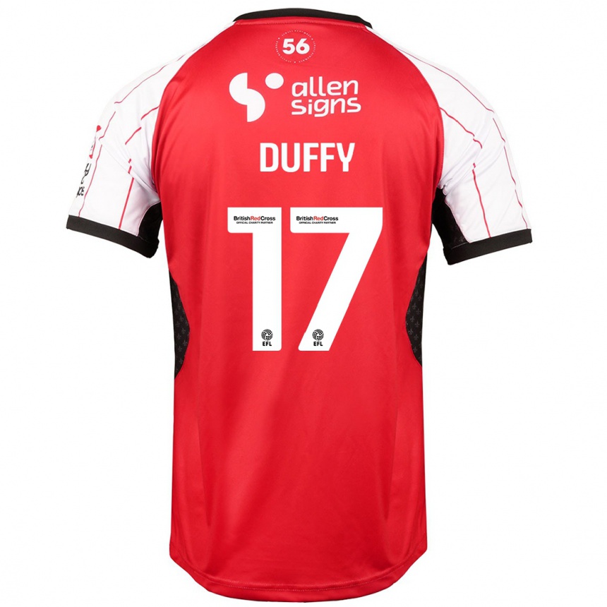 Kids Football Dylan Duffy #17 White Home Jersey 2024/25 T-Shirt