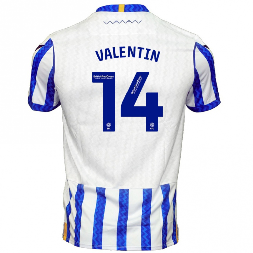 Kids Football Pol Valentín #14 Blue White Home Jersey 2024/25 T-Shirt