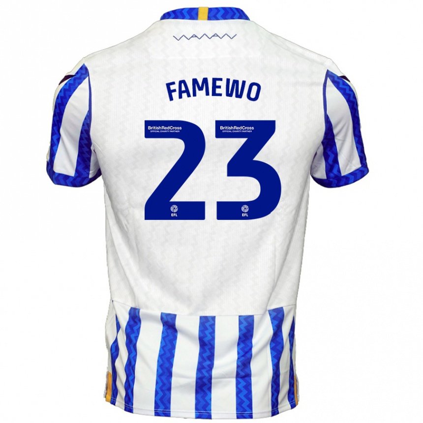 Kids Football Akin Famewo #23 Blue White Home Jersey 2024/25 T-Shirt