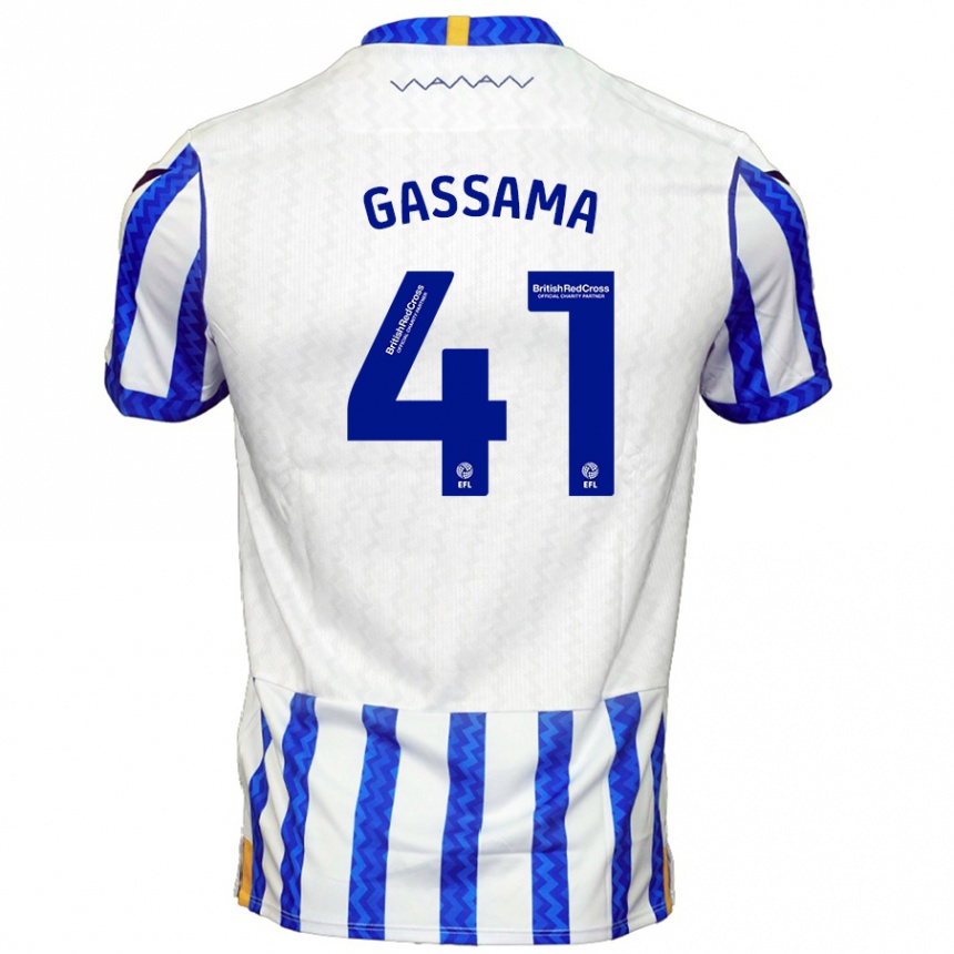 Kids Football Djeidi Gassama #41 Blue White Home Jersey 2024/25 T-Shirt