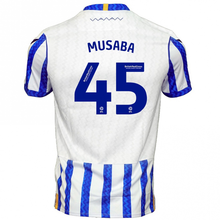 Kids Football Anthony Musaba #45 Blue White Home Jersey 2024/25 T-Shirt