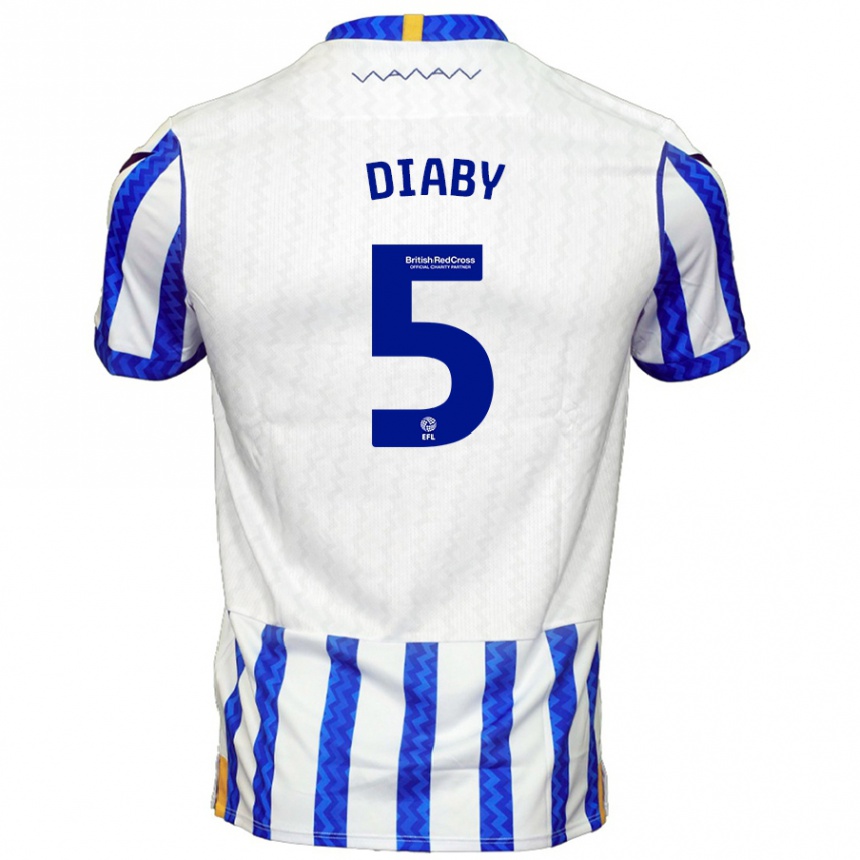 Kids Football Bambo Diaby #5 Blue White Home Jersey 2024/25 T-Shirt