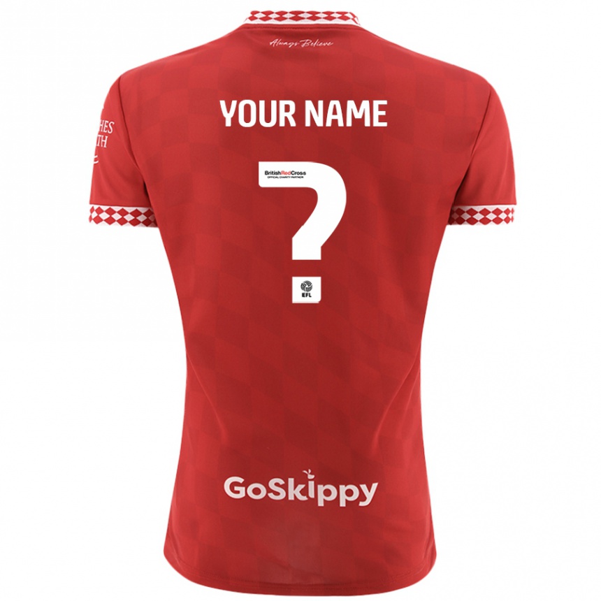 Kids Football Your Name #0 Red Home Jersey 2024/25 T-Shirt