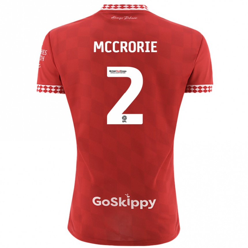 Kids Football Ross Mccrorie #2 Red Home Jersey 2024/25 T-Shirt