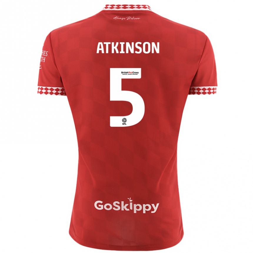 Kids Football Rob Atkinson #5 Red Home Jersey 2024/25 T-Shirt