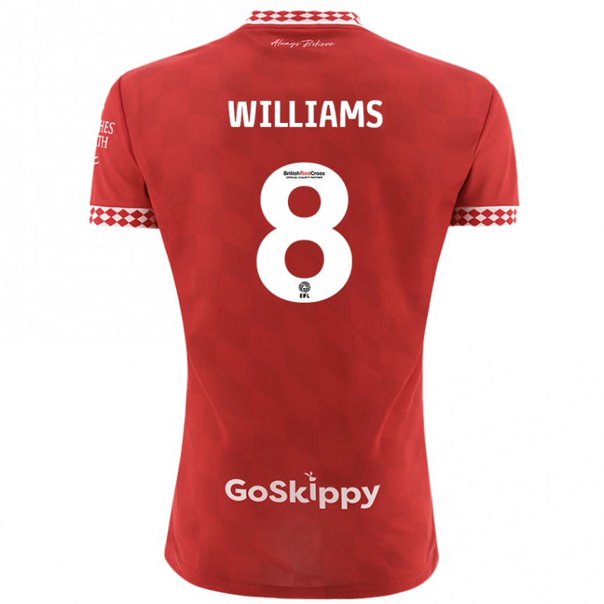 Kids Football Joe Williams #8 Red Home Jersey 2024/25 T-Shirt