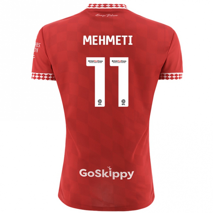 Kids Football Anis Mehmeti #11 Red Home Jersey 2024/25 T-Shirt