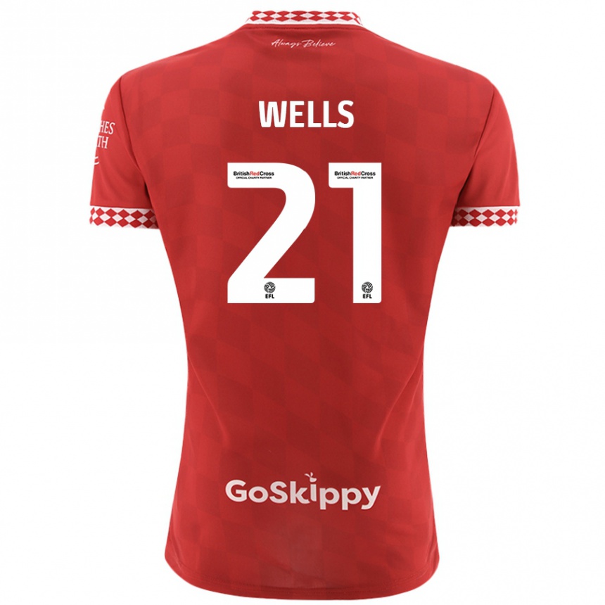 Kids Football Nahki Wells #21 Red Home Jersey 2024/25 T-Shirt