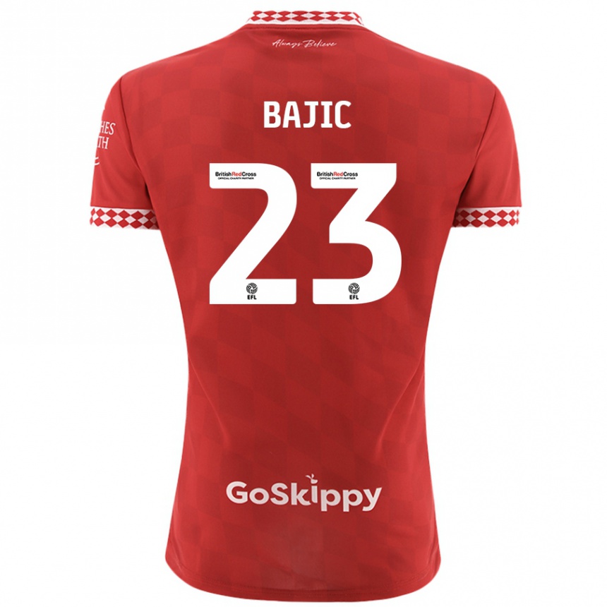 Kids Football Stefan Bajic #23 Red Home Jersey 2024/25 T-Shirt