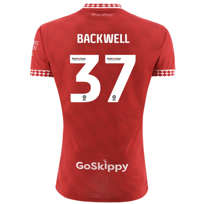 Kids Football Tommy Backwell #37 Red Home Jersey 2024/25 T-Shirt