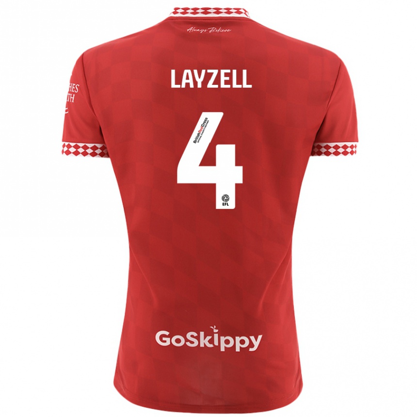 Kids Football Naomi Layzell #4 Red Home Jersey 2024/25 T-Shirt