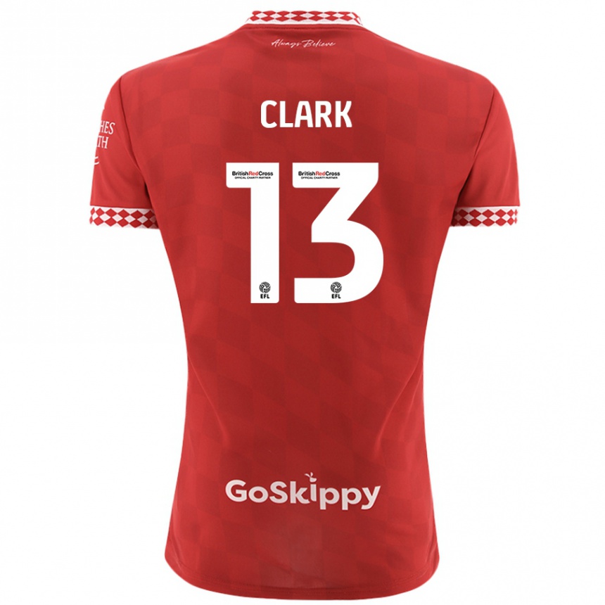 Kids Football Olivia Clark #13 Red Home Jersey 2024/25 T-Shirt