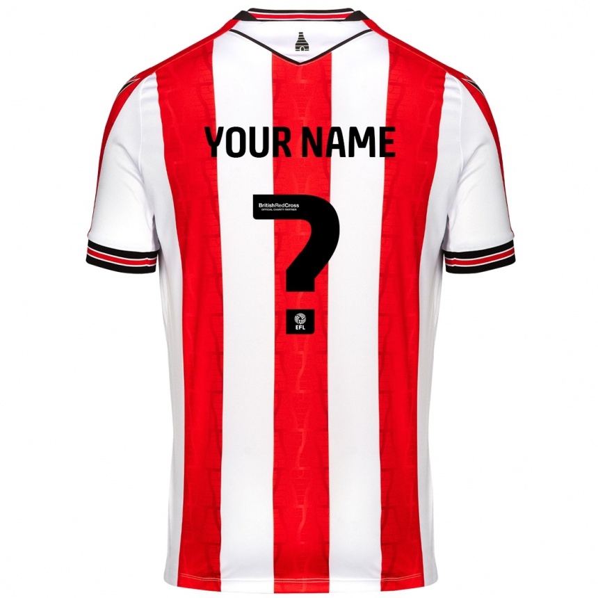 Kids Football Your Name #0 Red White Home Jersey 2024/25 T-Shirt