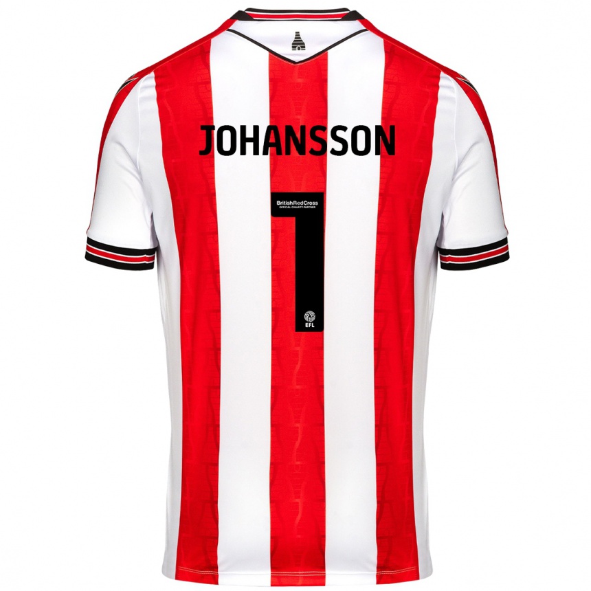 Kids Football Viktor Johansson #1 Red White Home Jersey 2024/25 T-Shirt