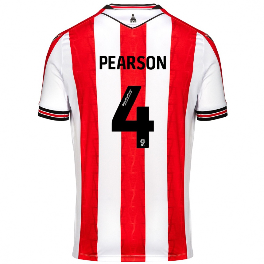 Kids Football Ben Pearson #4 Red White Home Jersey 2024/25 T-Shirt