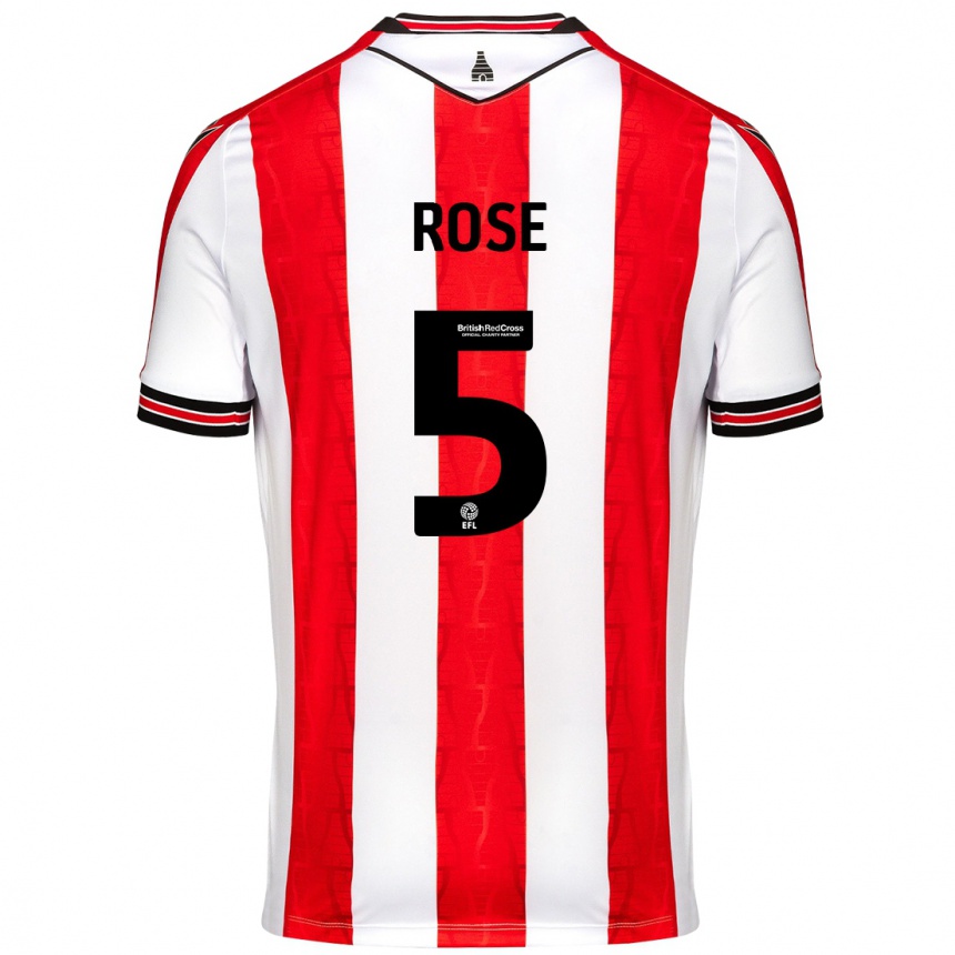 Kids Football Michael Rose #5 Red White Home Jersey 2024/25 T-Shirt