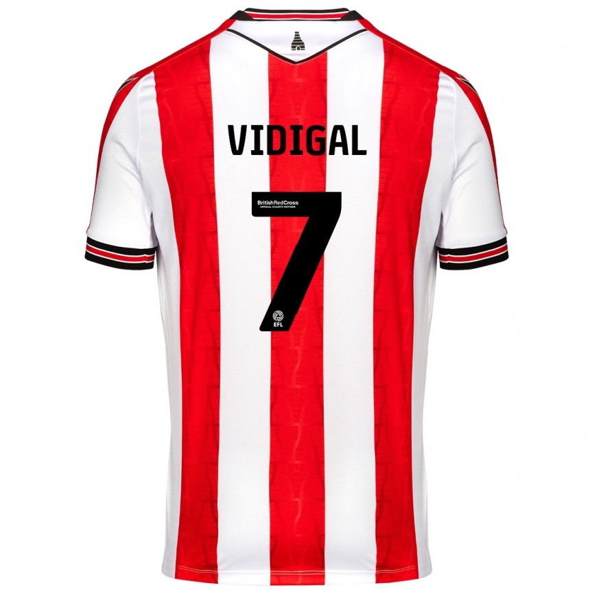 Kids Football André Vidigal #7 Red White Home Jersey 2024/25 T-Shirt